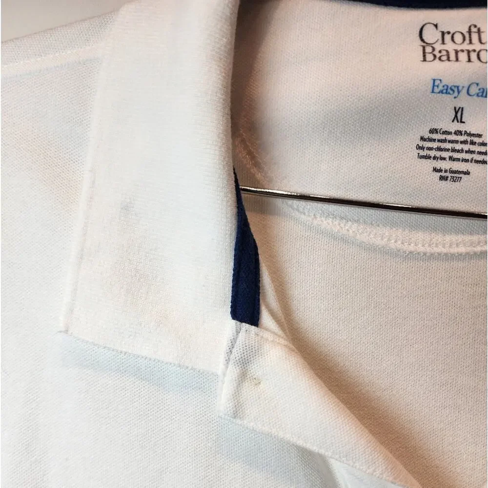 Croft & Barrow Men's White Polo Shirt Short Sleeve‎ Golf Shirt XL